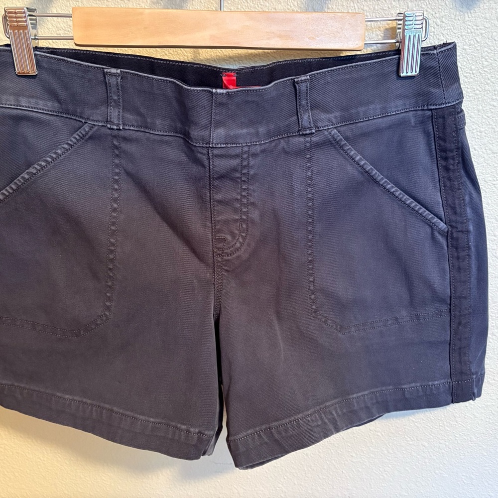 SPANX Charcoal Grey Stretch Twill Shorts with Relaxed Fit